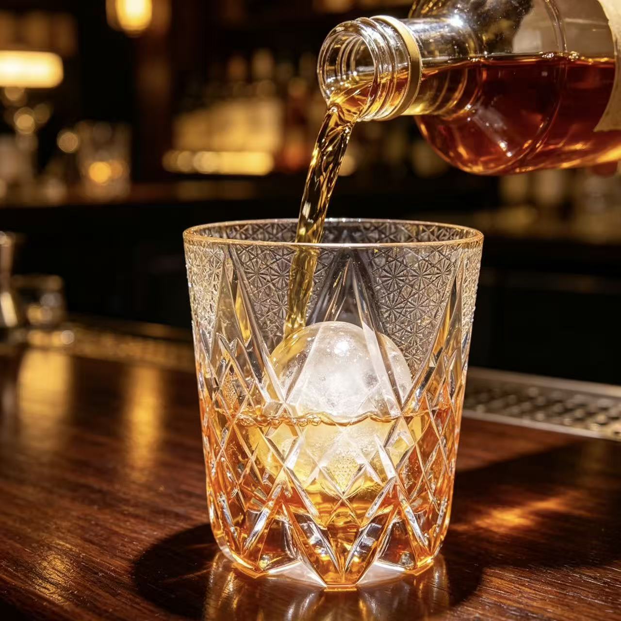 VSVEE Amber Diamond Lattice Edo Kiriko Whiskey Glass | Luxury Crystal Gift