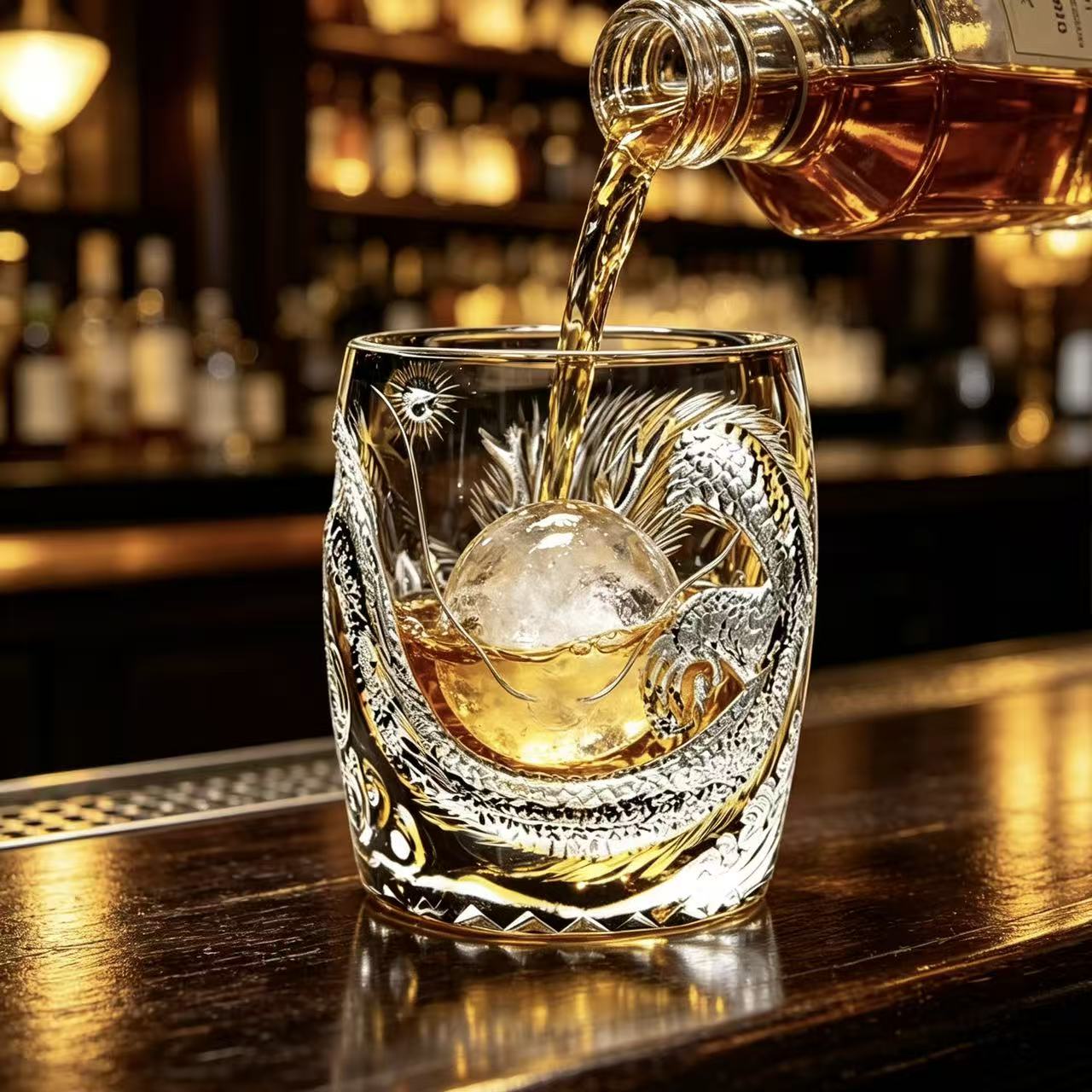 VSVEE Amber Dragon Edo Kiriko Whiskey Glass | Luxury Crystal Gift