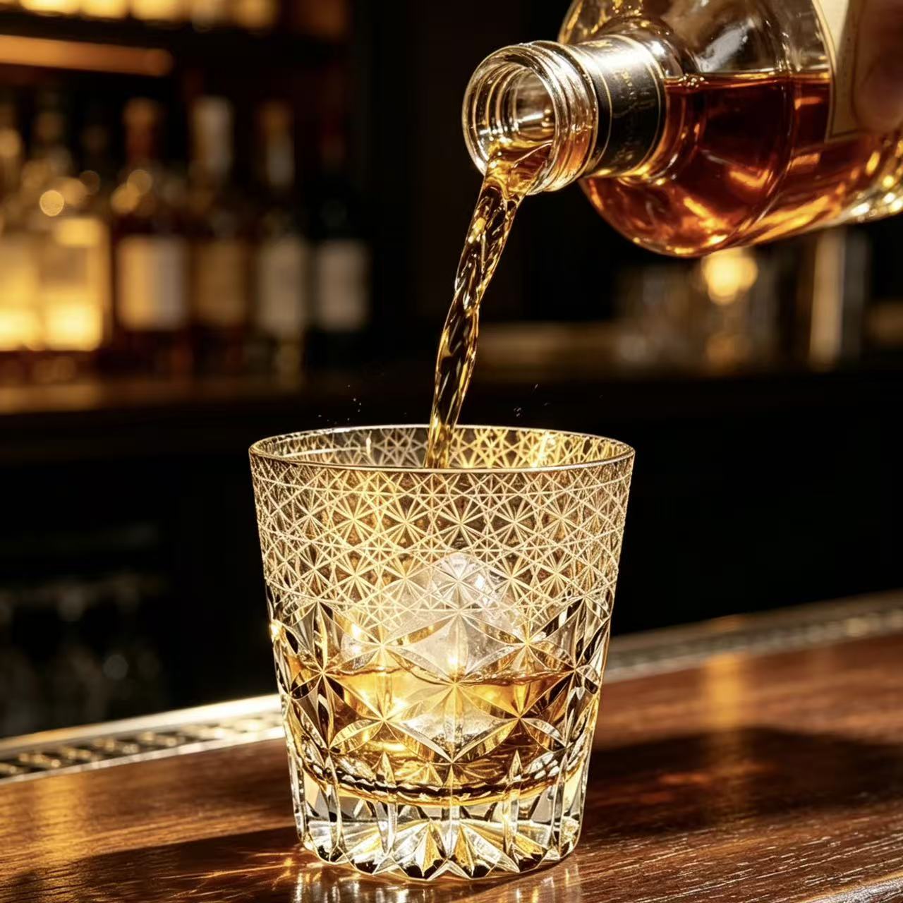 VSVEE Amber Starburst Edo Kiriko Whiskey Glass | Luxury Crystal Gift
