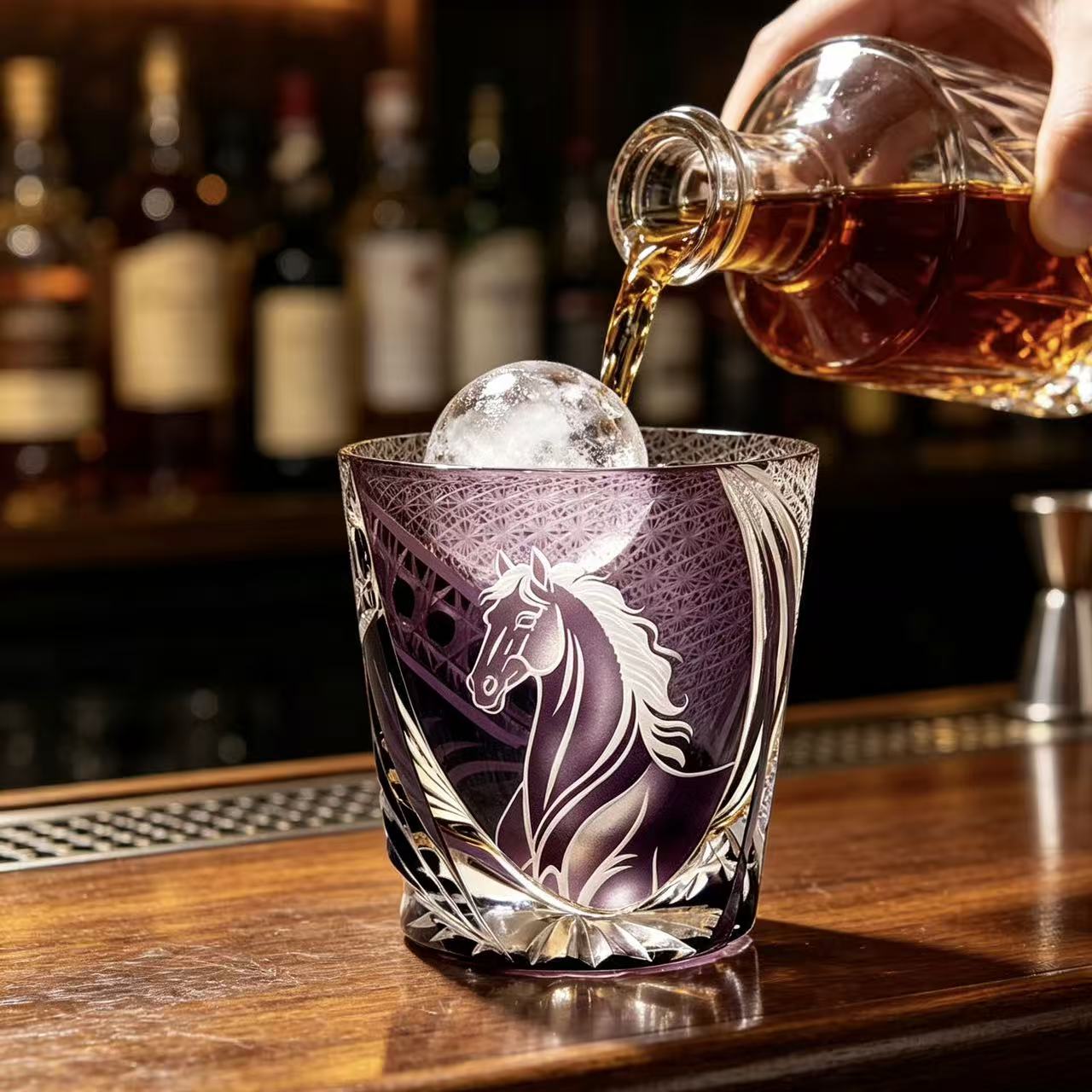 VSVEE Purple Horse Edo Kiriko Whiskey Glass | Luxury Crystal Gift