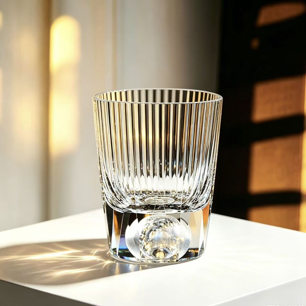 VSVEE Crystal Ribbed Vertical Cut Edo Kiriko Whiskey Glass | Luxury Gift