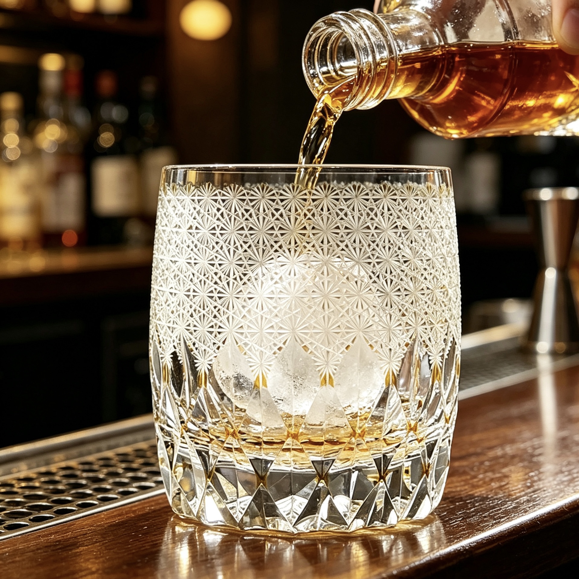 VSVEE Clear Starburst & Diamond Hand-Cut Whiskey Glass | Luxury Gift