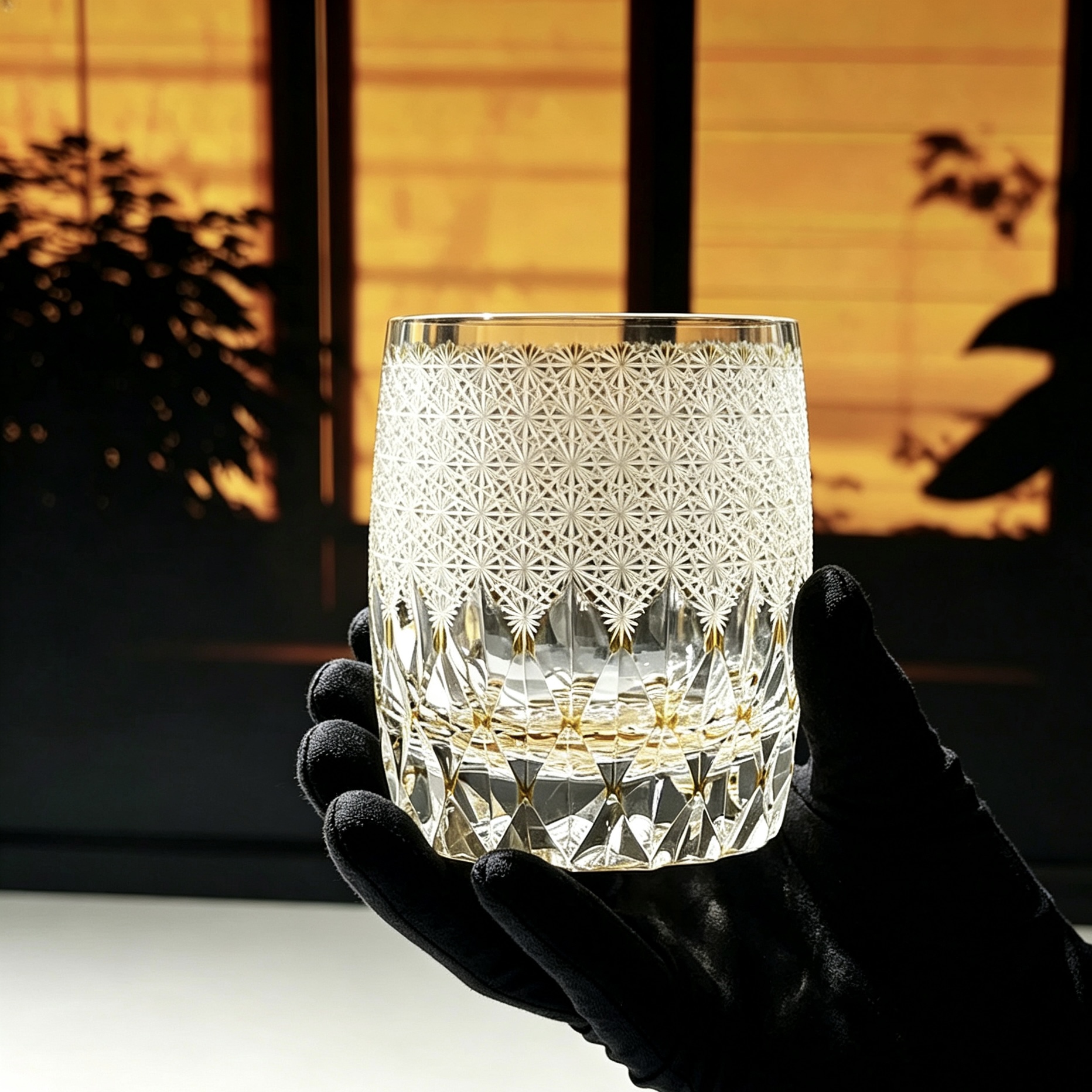 VSVEE Clear Starburst & Diamond Hand-Cut Whiskey Glass | Luxury Gift