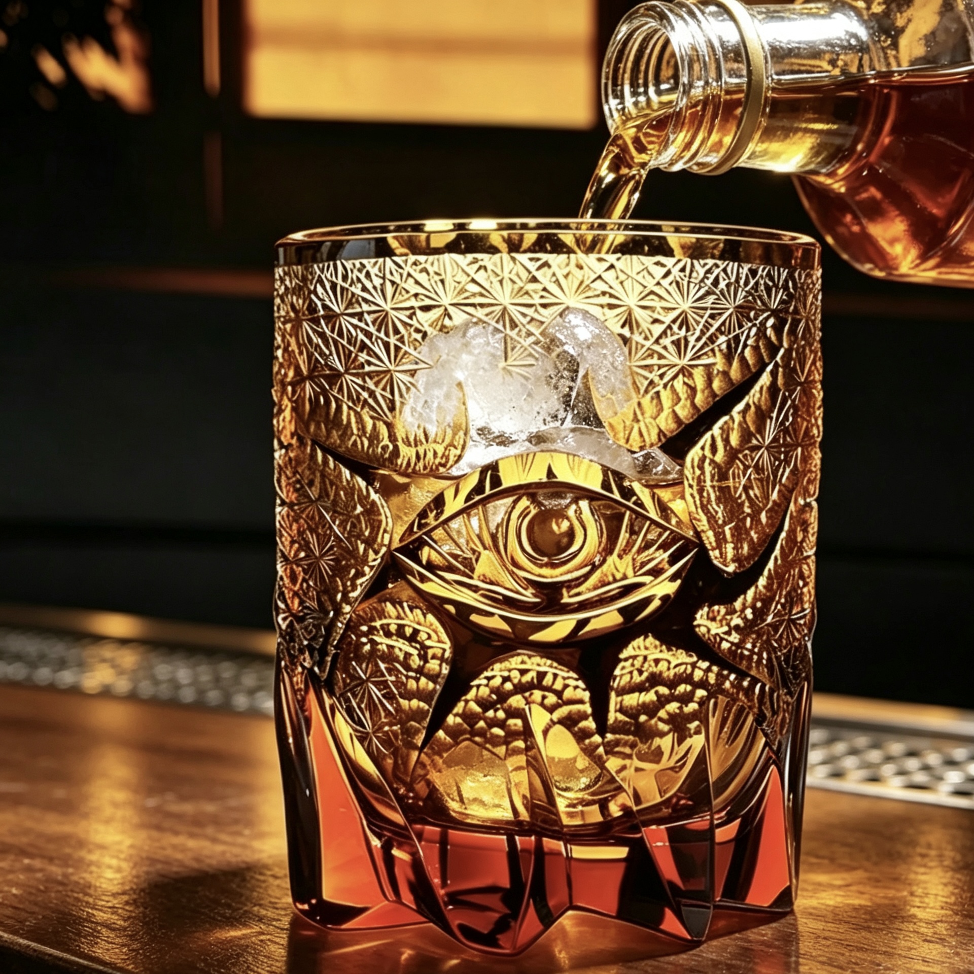VSVEE Amber Evil Eye Hand-Cut Whiskey Glass | Luxury Crystal Gift