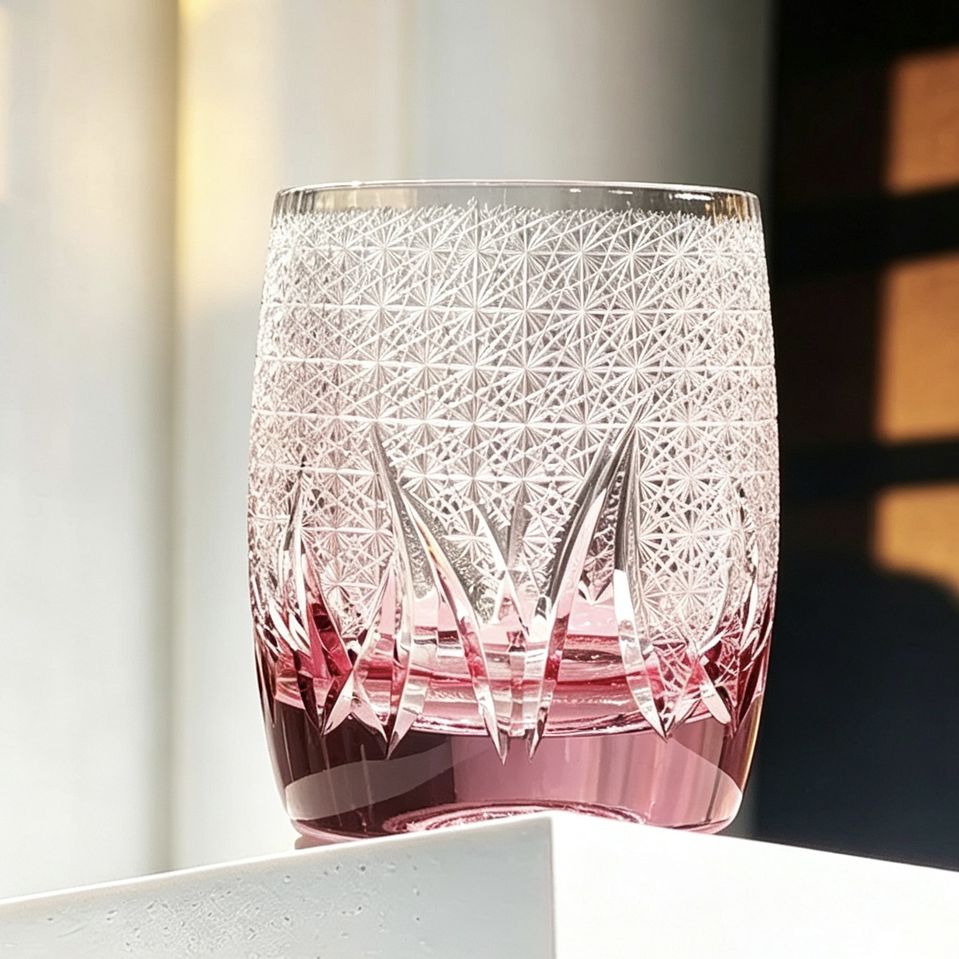 VSVEE Pink Starburst Hand-Cut Whiskey Glass | Luxury Crystal Gift