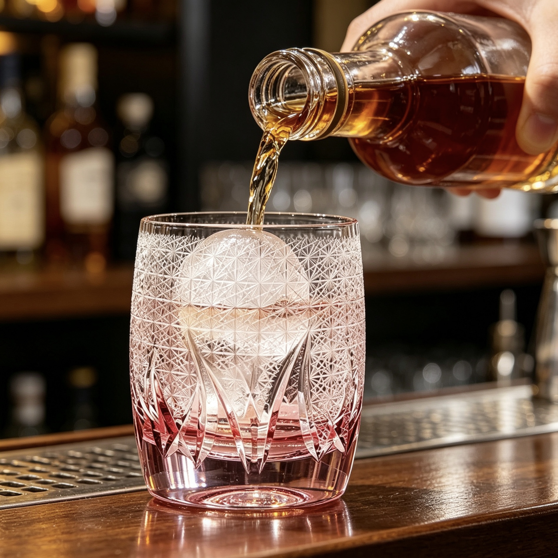 VSVEE Pink Starburst Hand-Cut Whiskey Glass | Luxury Crystal Gift