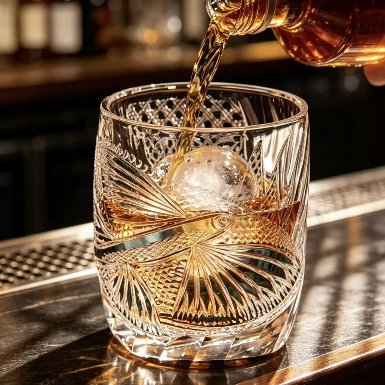 VSVEE Clear Flying Fish Hand-Cut Whiskey Glass | Luxury Crystal Gift