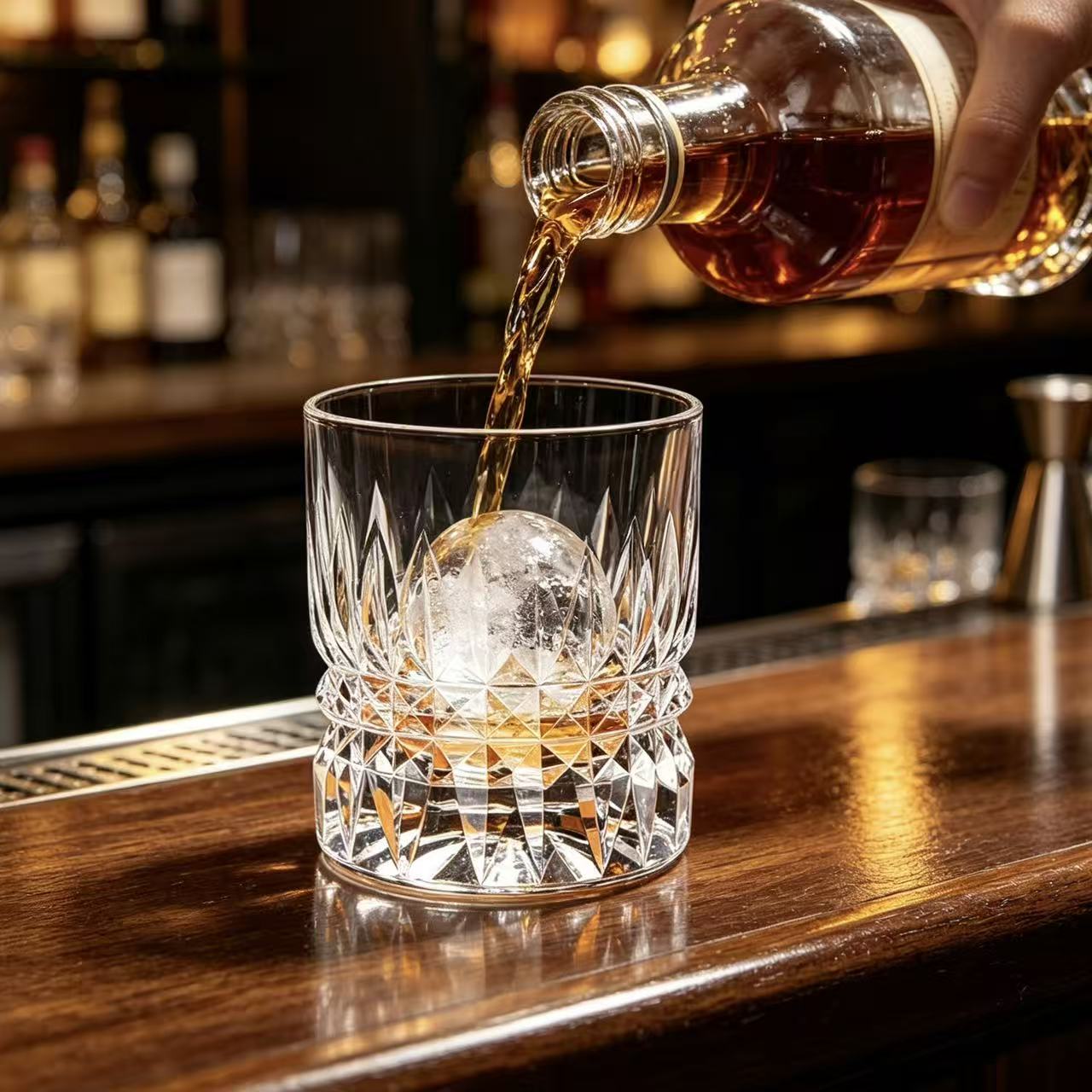 VSVEE Clear Swirl Wave Whiskey Glass | Luxury Handmade Gift