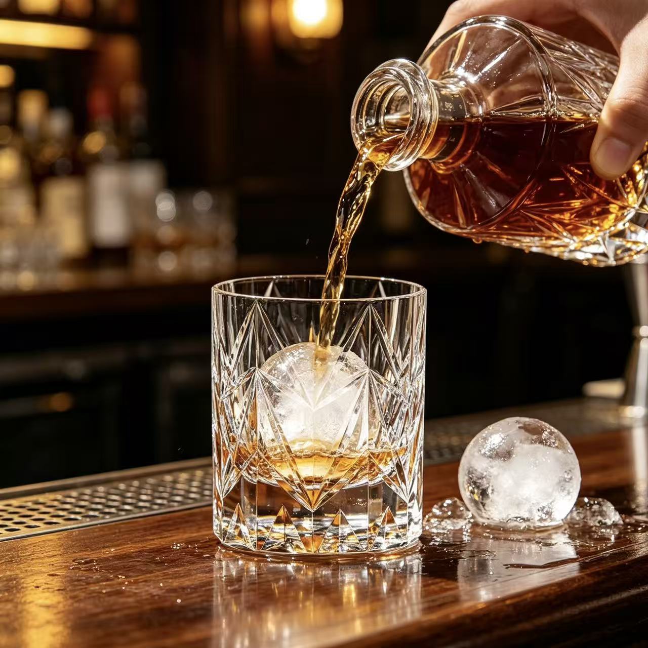 VSVEE Clear Diamond & Fan Hand-Cut Whiskey Glass | Luxury Gift