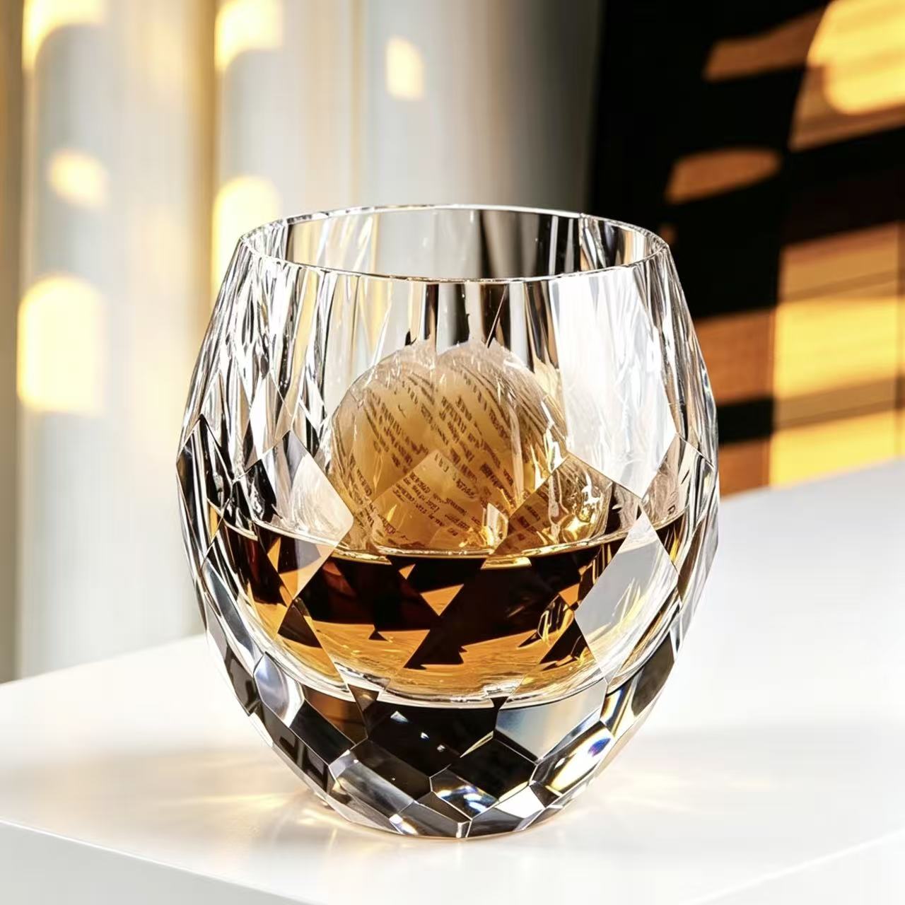 VSVEE Clear Sunburst Edo Kiriko Whiskey Glass | Luxury Crystal Gift
