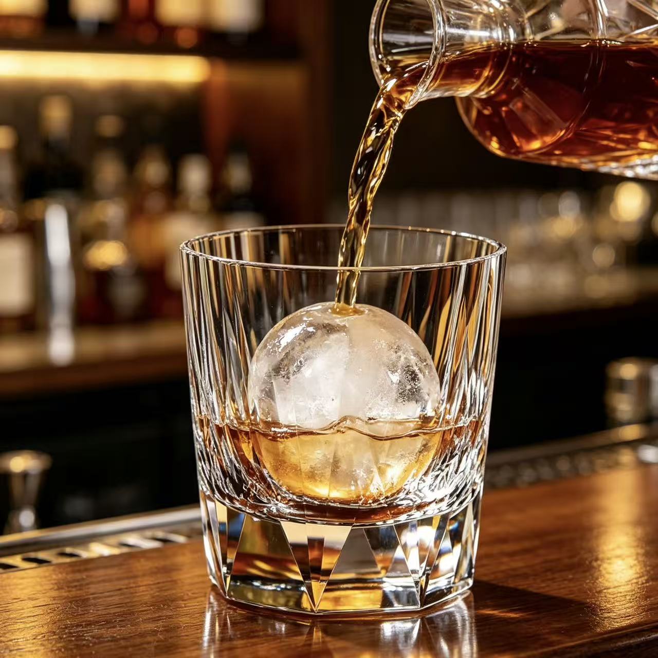 VSVEE Clear Vertical Facet & Diamond Base Whiskey Glass | Luxury Gift