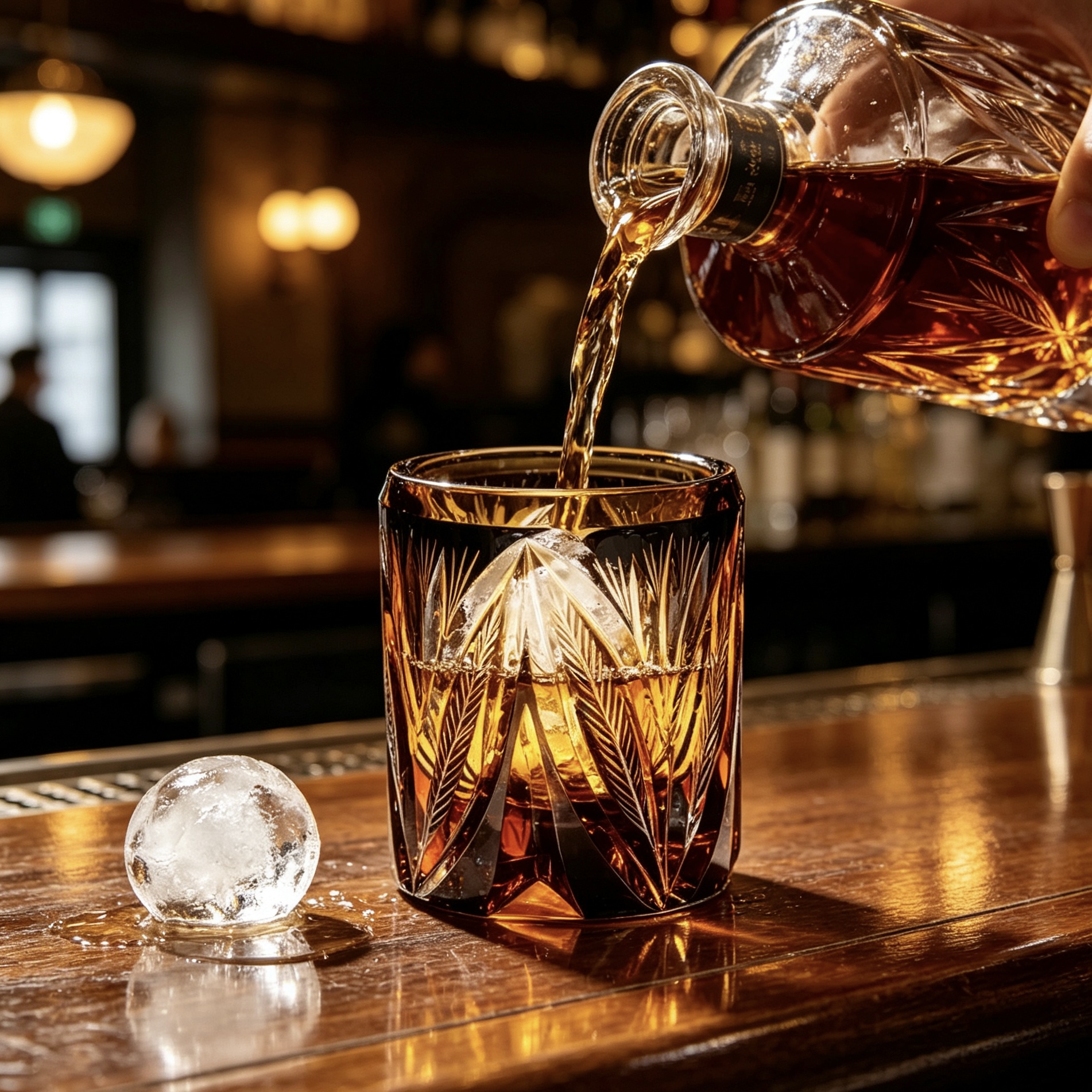 VSVEE Amber Feather Hand-Cut Whiskey Glass | Luxury Crystal Gift