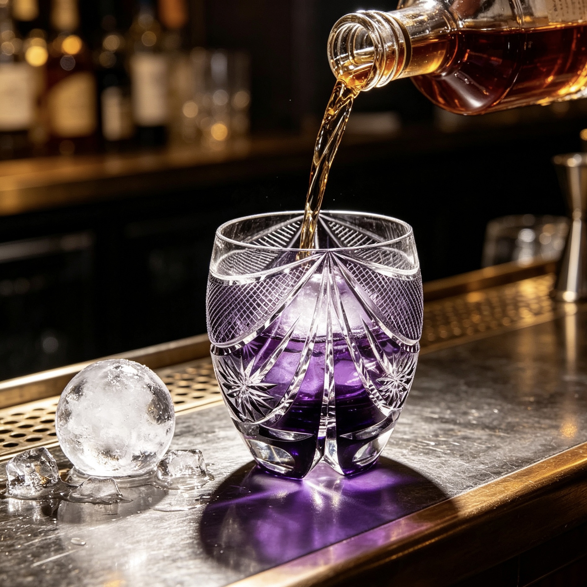 VSVEE Purple Curtain & Star Hand-Cut Whiskey Glass | Luxury Gift