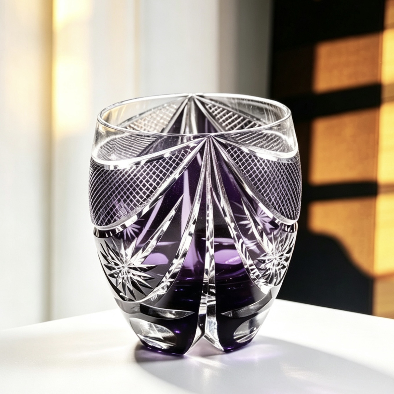 VSVEE Purple Curtain & Star Hand-Cut Whiskey Glass | Luxury Gift