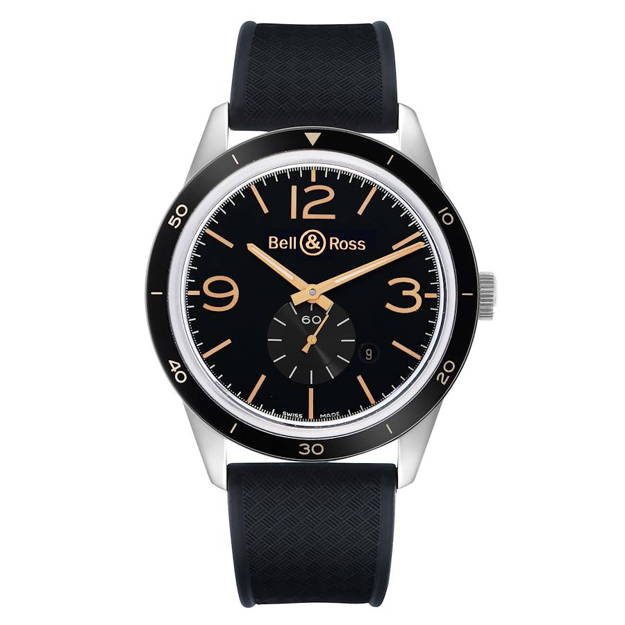 Replica Bell & Ross Sport Vintage Steel Black Dial Mens Watch BR123