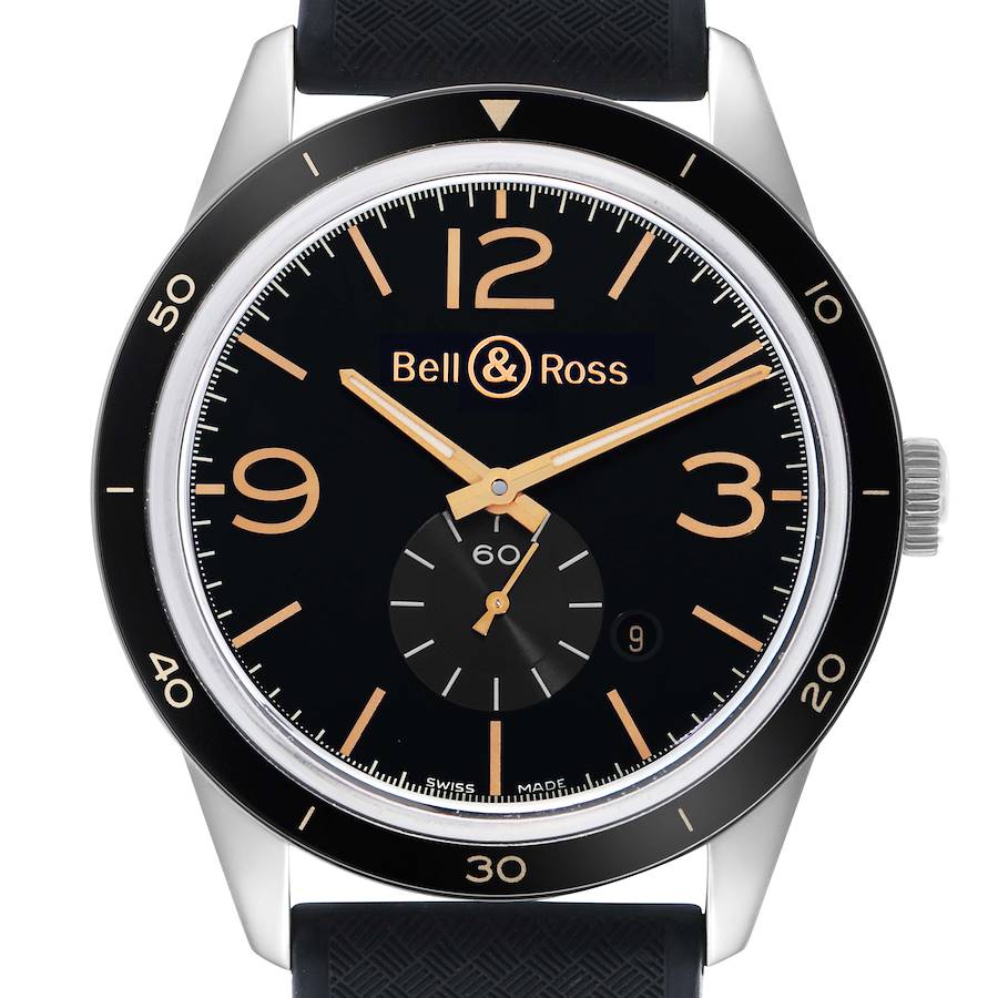 Replica Bell & Ross Sport Vintage Steel Black Dial Mens Watch BR123