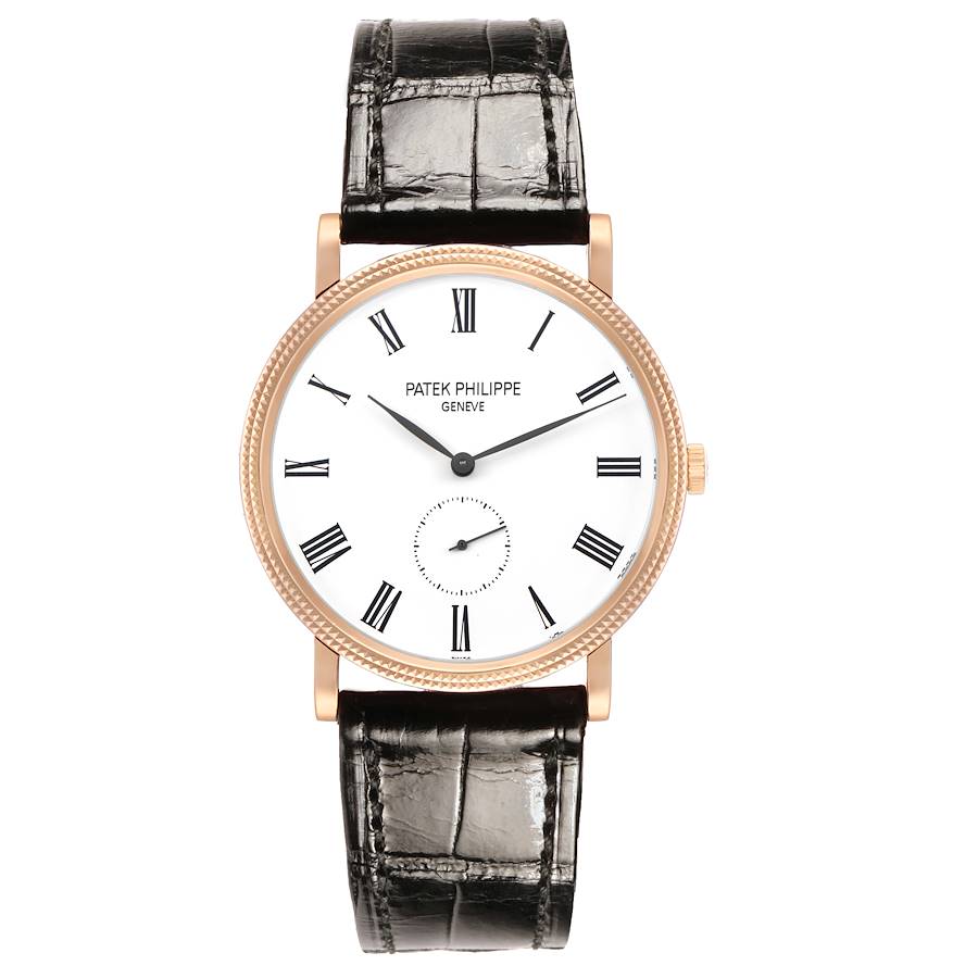 Replica Patek Philippe Calatrava Rose Gold White Roman Dial Mens Watch 5119 5119R