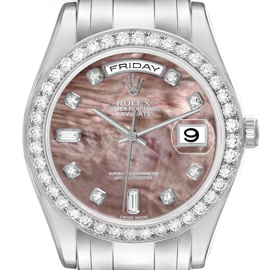 Replica Rolex Day-Date Masterpiece Platinum Mother of Pearl Diamond Mens Watch 18946