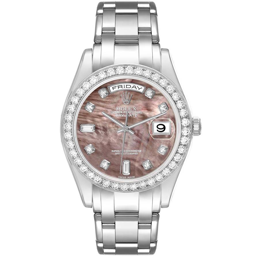Replica Rolex Day-Date Masterpiece Platinum Mother of Pearl Diamond Mens Watch 18946
