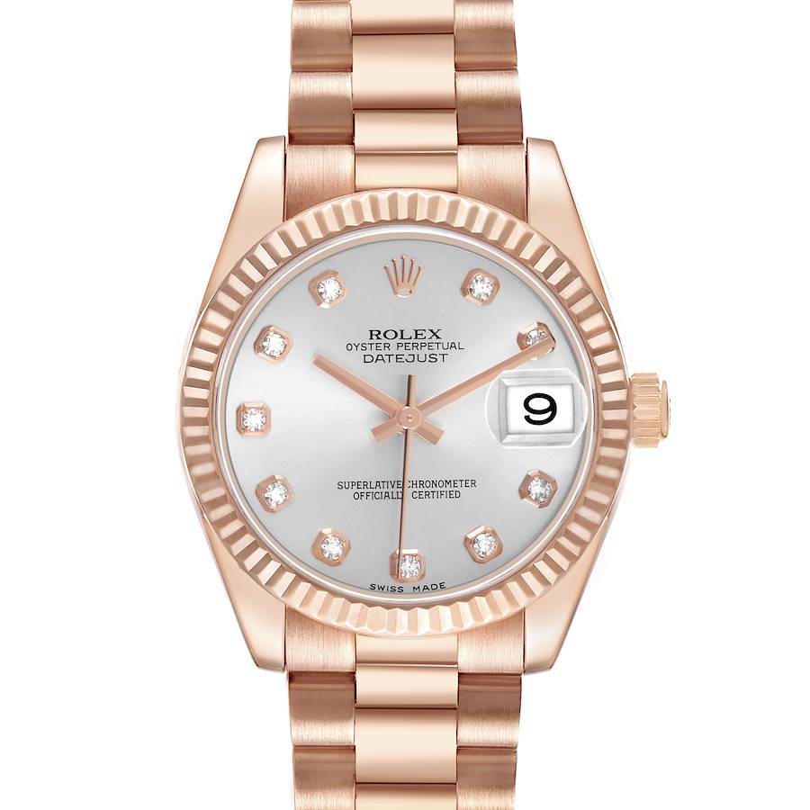 Replica Rolex President Datejust Midsize 31 Rose Gold Diamond Ladies Watch 178275