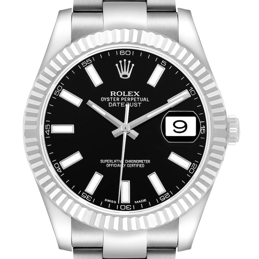 Replica Rolex Datejust II 41 Steel White Gold Black Dial Mens Watch 116334