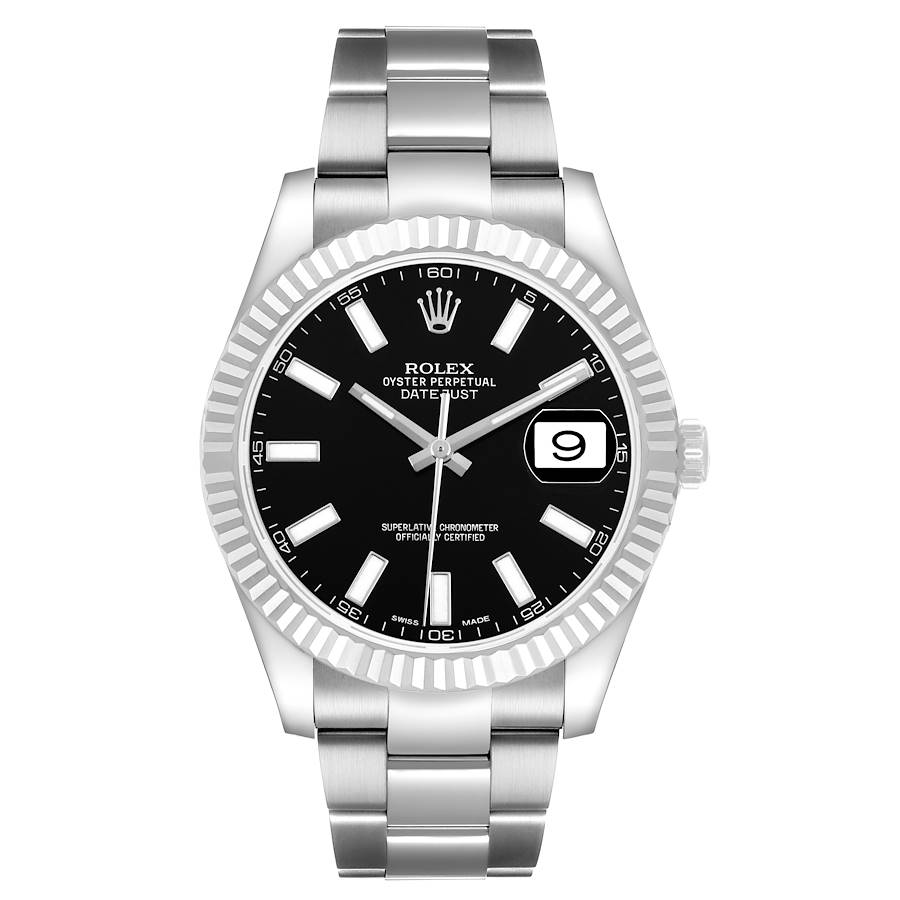 Replica Rolex Datejust II 41 Steel White Gold Black Dial Mens Watch 116334