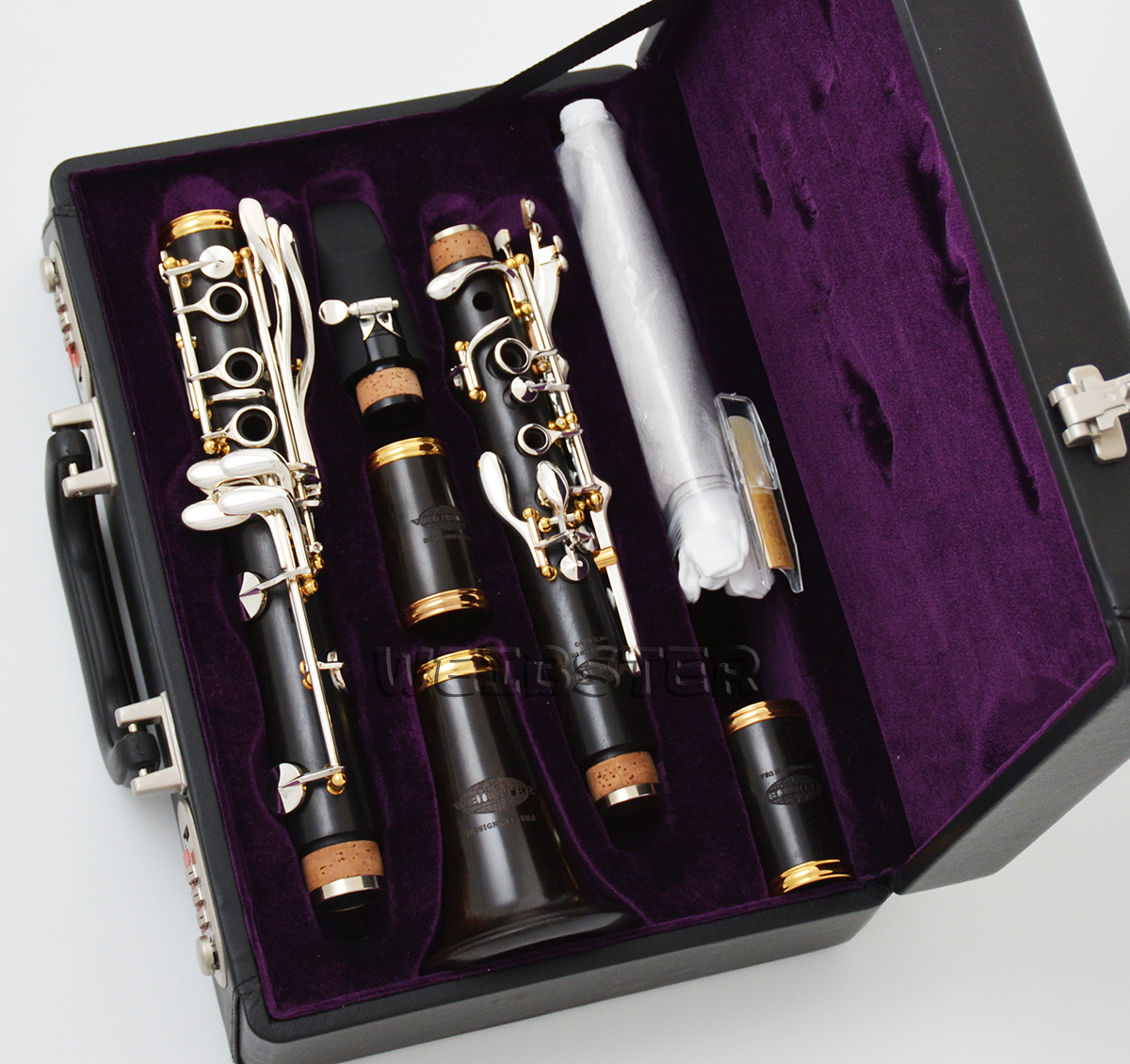 Professional African Blackwood Clarinet Silver 18 key BY USA WEIBSTER