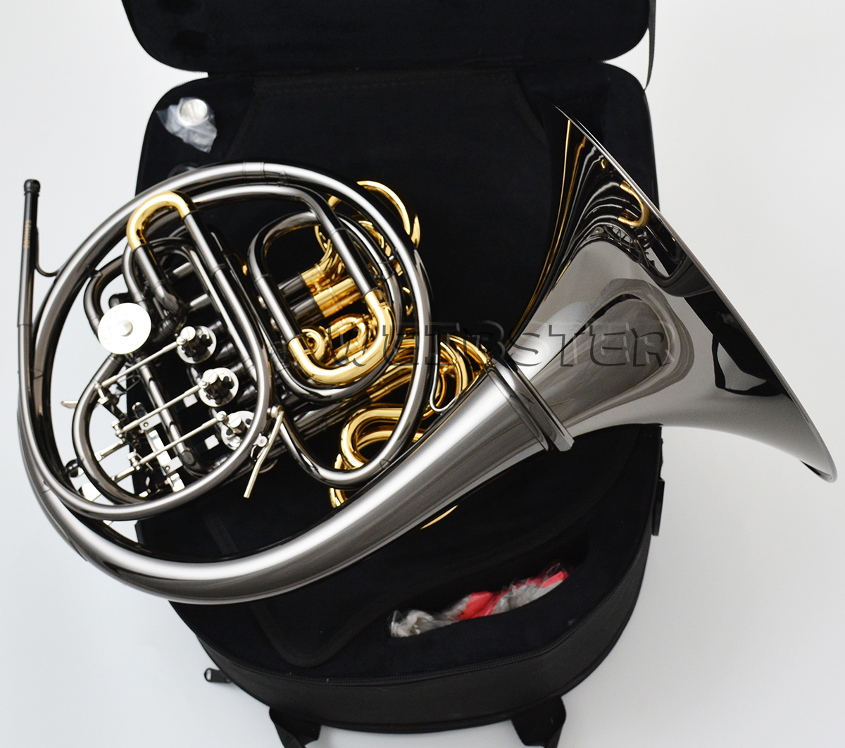 Professional WEIBSTER Double French Horn Black nickel / Gold Plated Surface
