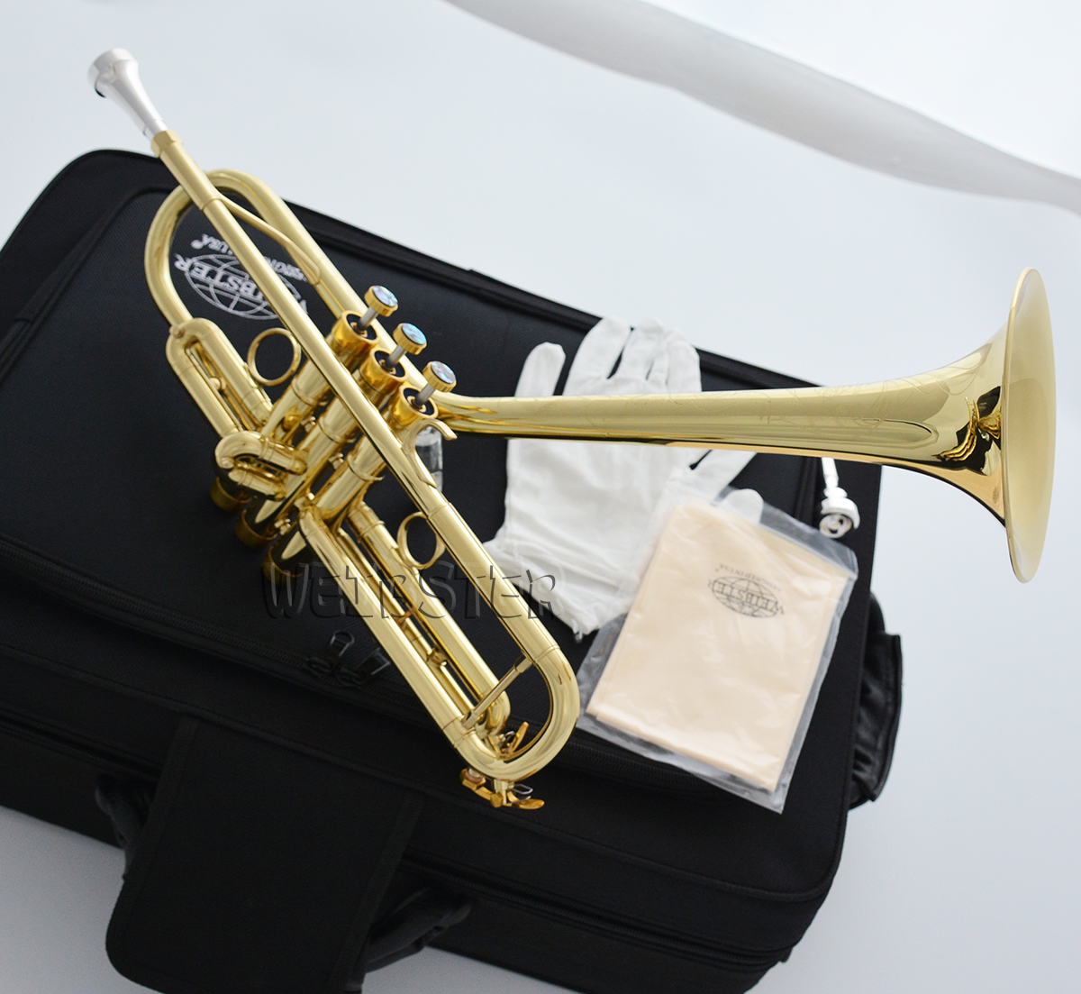 New Dizzy style Trumpet Engraving Bell Lacquered horn With Case