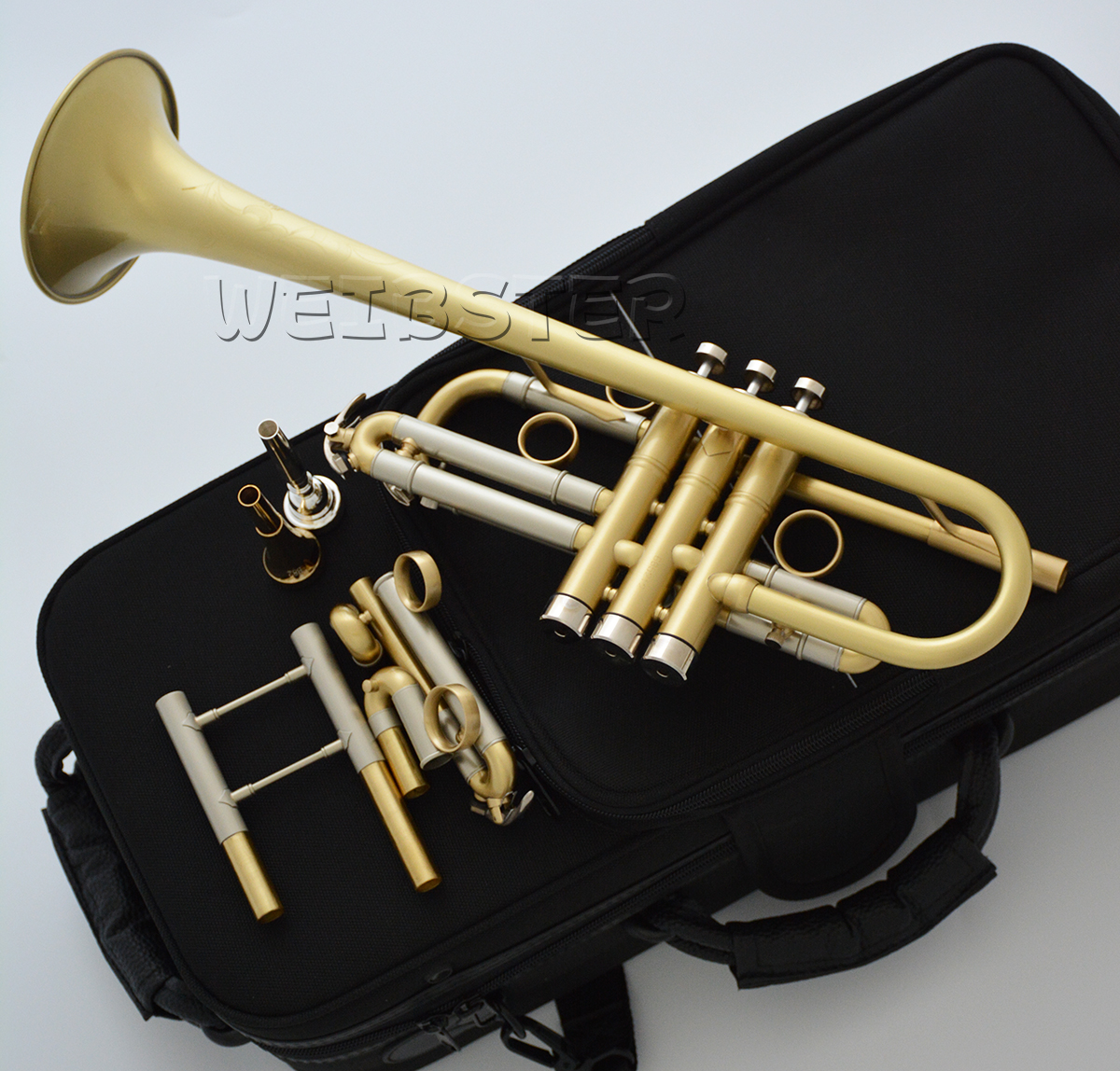 Professional Brrushed Brass Bb / C Trumpet horn WTR-645 (C tuning pipe choose)