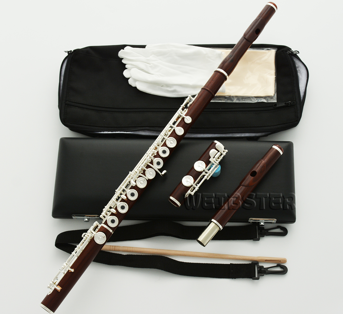 Grenadilla rosewood Flute C Key 17 Open Holes Offset G With 2 Headjoint B Foot + C Foot