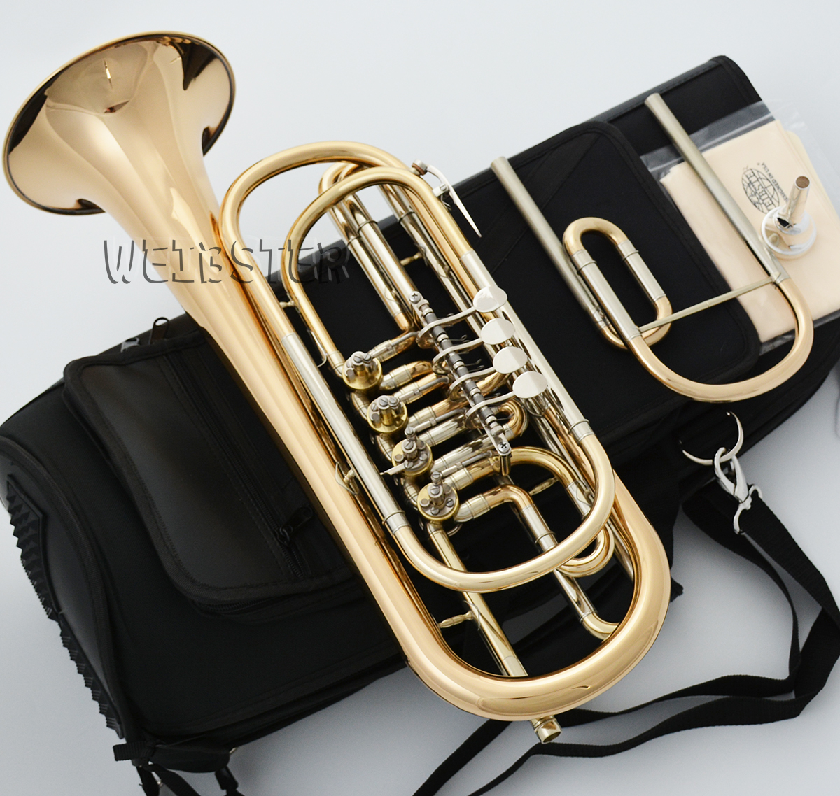 Bass Trumpet 4 Rotary Valve Bb / C  trumpets Gold Brass Body WTR-900 (C tuning pipe choose)