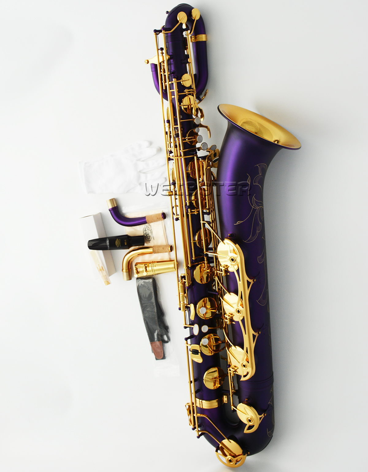 Matte purple Baritone Saxophone Gold Bell New FREE SHIPPING