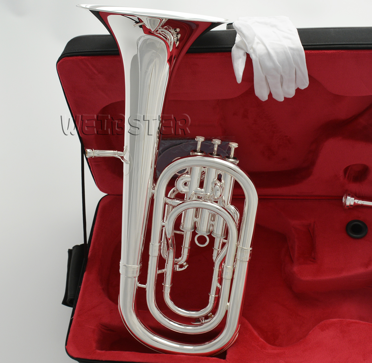 Shiny Silver Compensating Baritone horn 3 Valves WBH-405 WEIBSTER Bore 0.53''