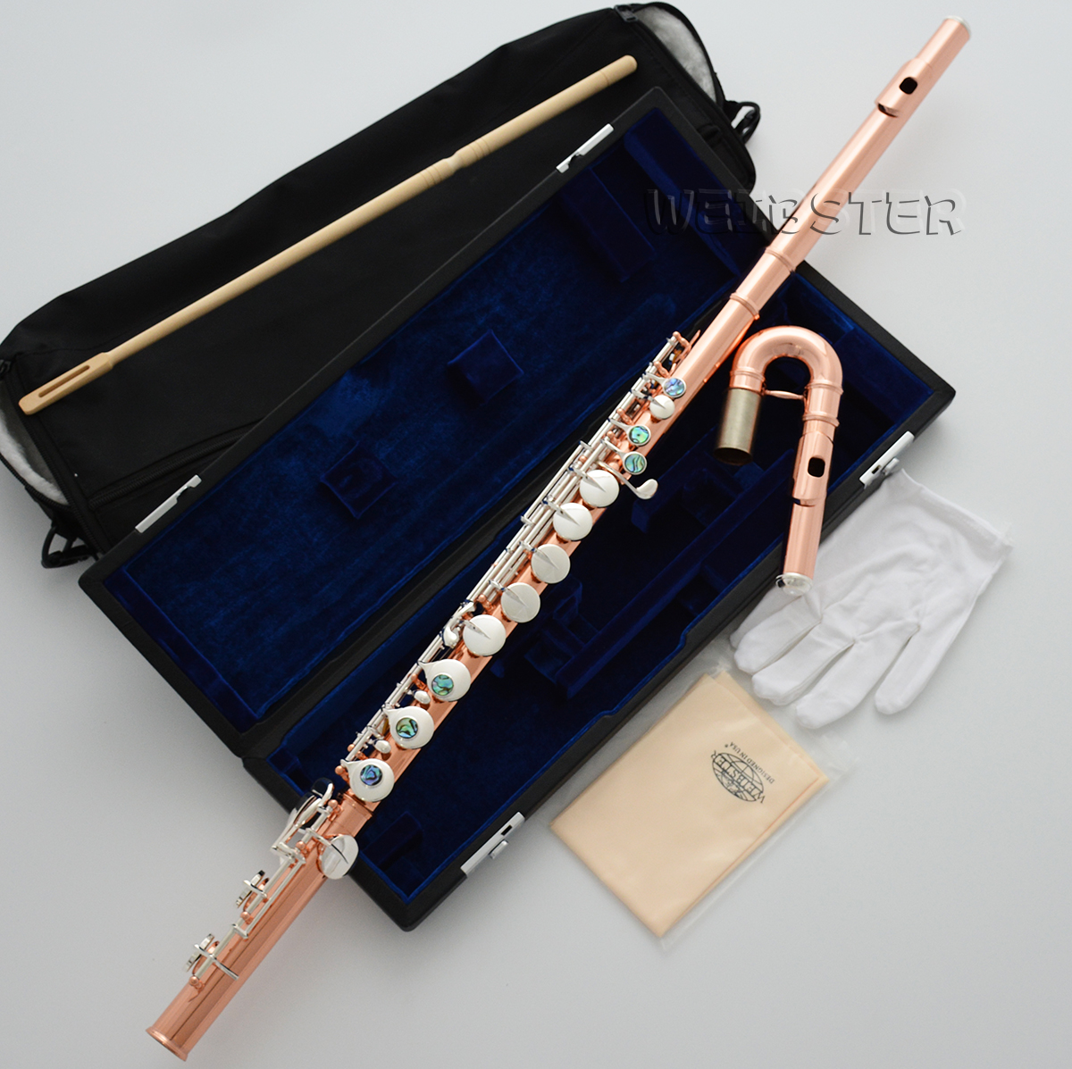  Rose Gold Silver Alto Flute G Tone With Straight curved headjoin Abalone button