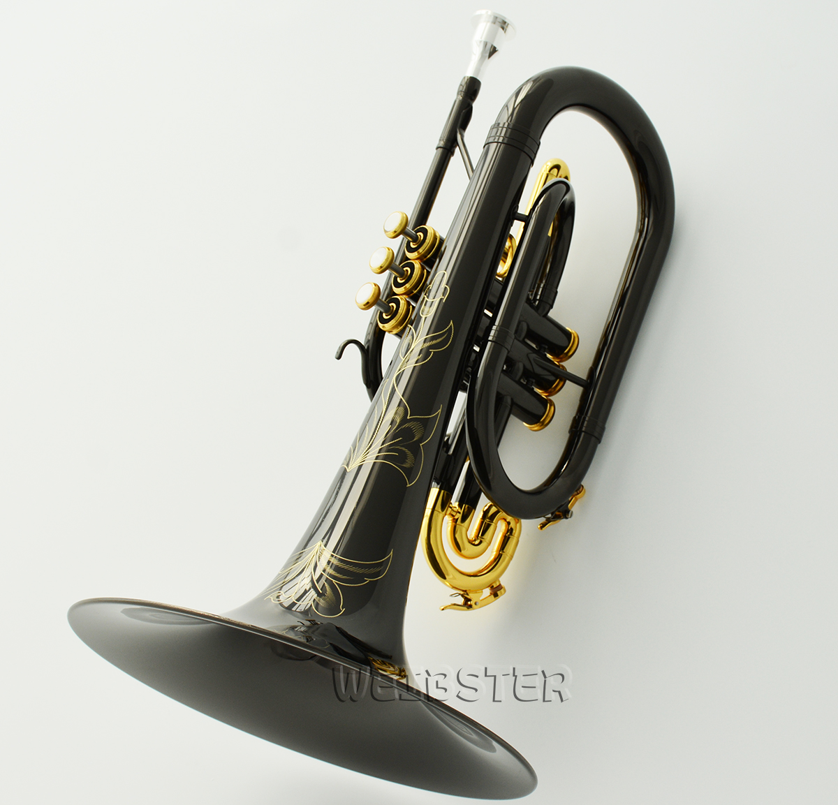 Professional Black nickel Gold Marching Mellophone F Key WMP-205 FREE SHIPPING