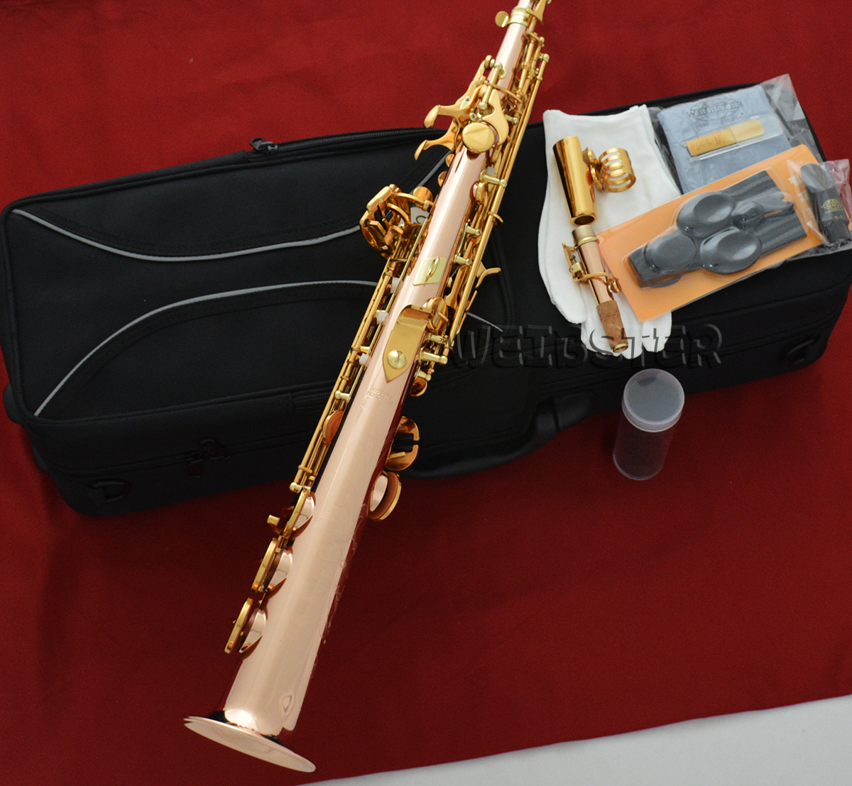 Rose copper Straight Soprano Saxophone BY WEIBSTER Musical High F G Key WSS-650