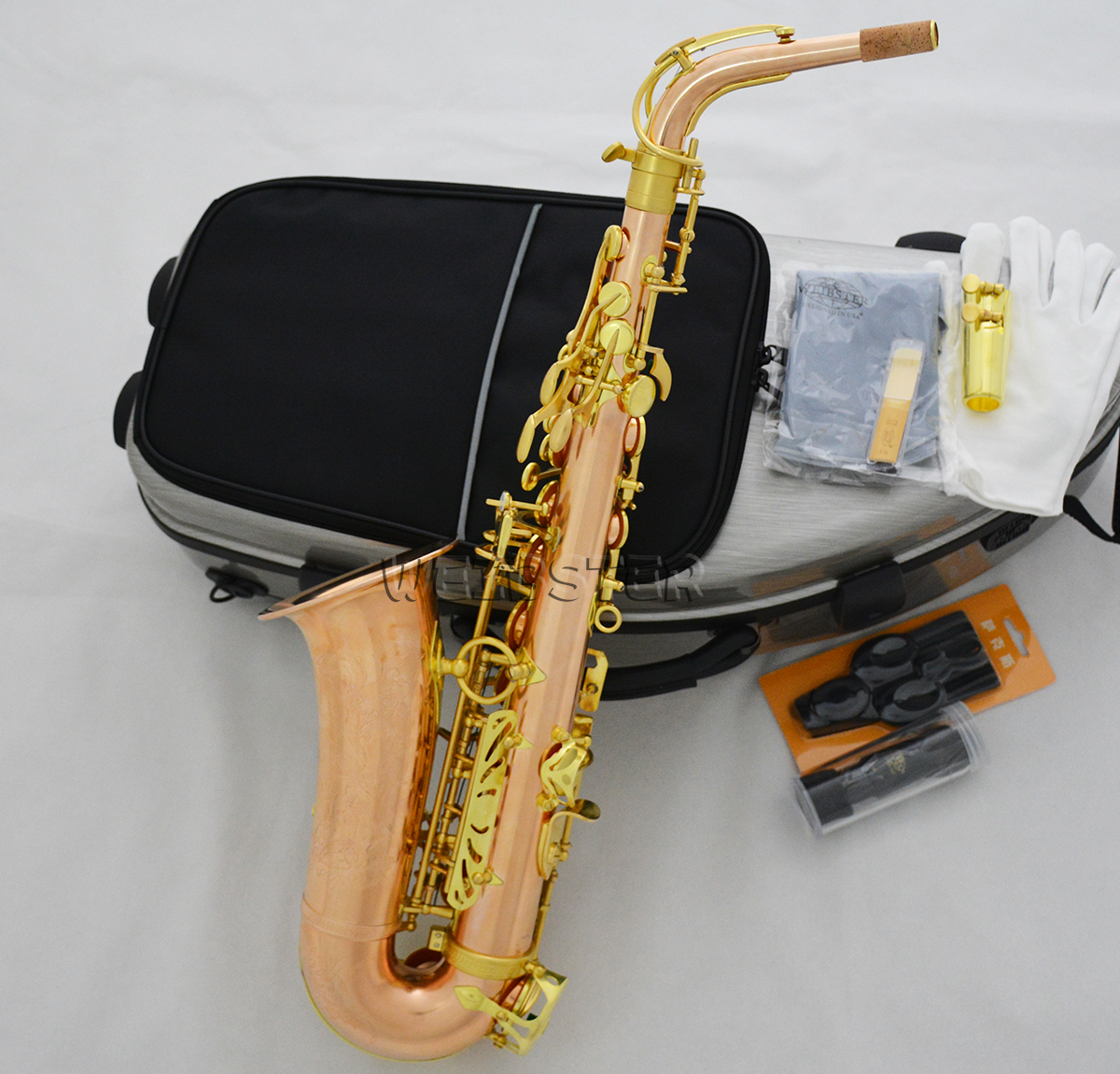 Unlacquer Original Rose Brass Alto Saxophone Mark VI sax High F# With Case