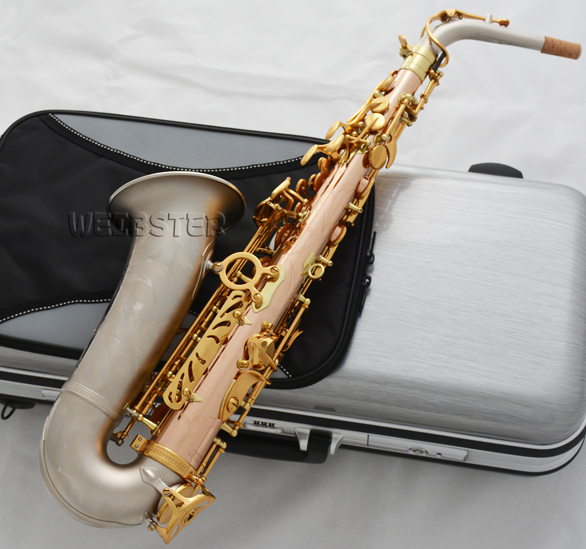 Concert Rose Brass Alto Saxophone Eb saxofon Satin nickel Yellow brass Bell WAS-660