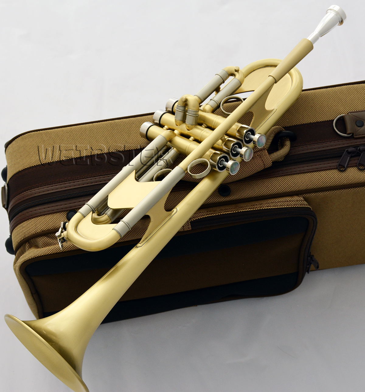 WTR-550 Professional Matt Brass Heavy Trumpet B-Flat Horn With Case Free shipping