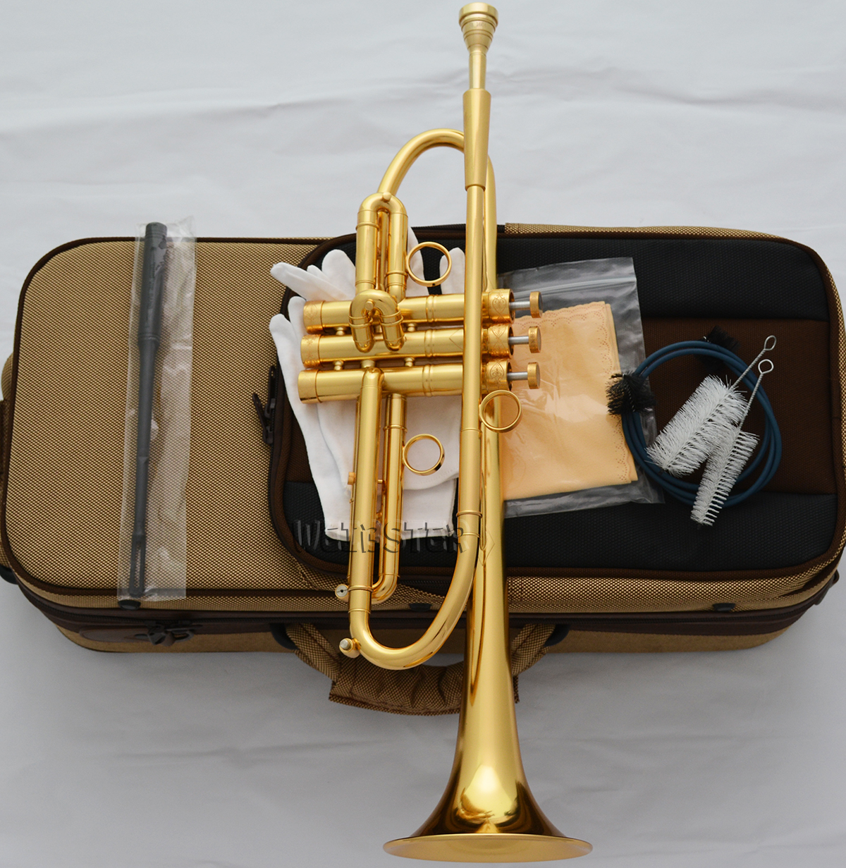 WEIBSTER Professional Gold Plated Finish Trumpet Horn Germany Yellw Brass WTR-585