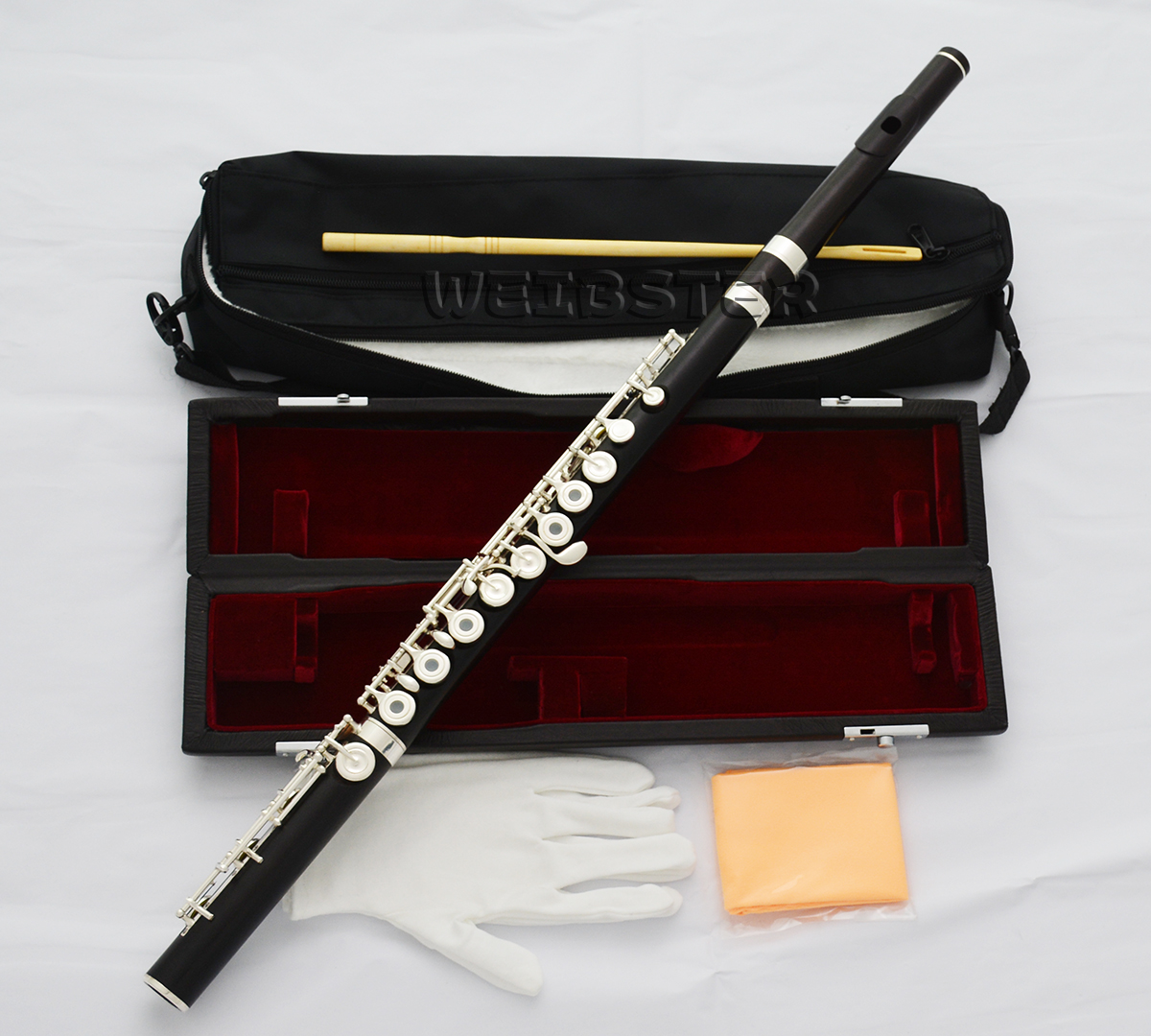 New Professional Black Wooden C Key Flute 17 Open Holes B Foot Italian pads
