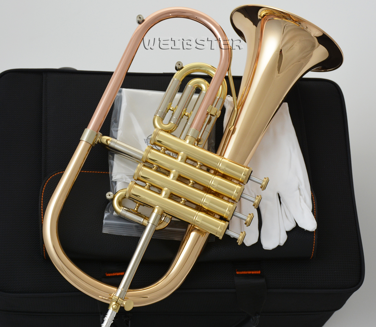 NEW Professional Gold Brass Flugelhorn 4 Valve Flugel FREE SHIPPING