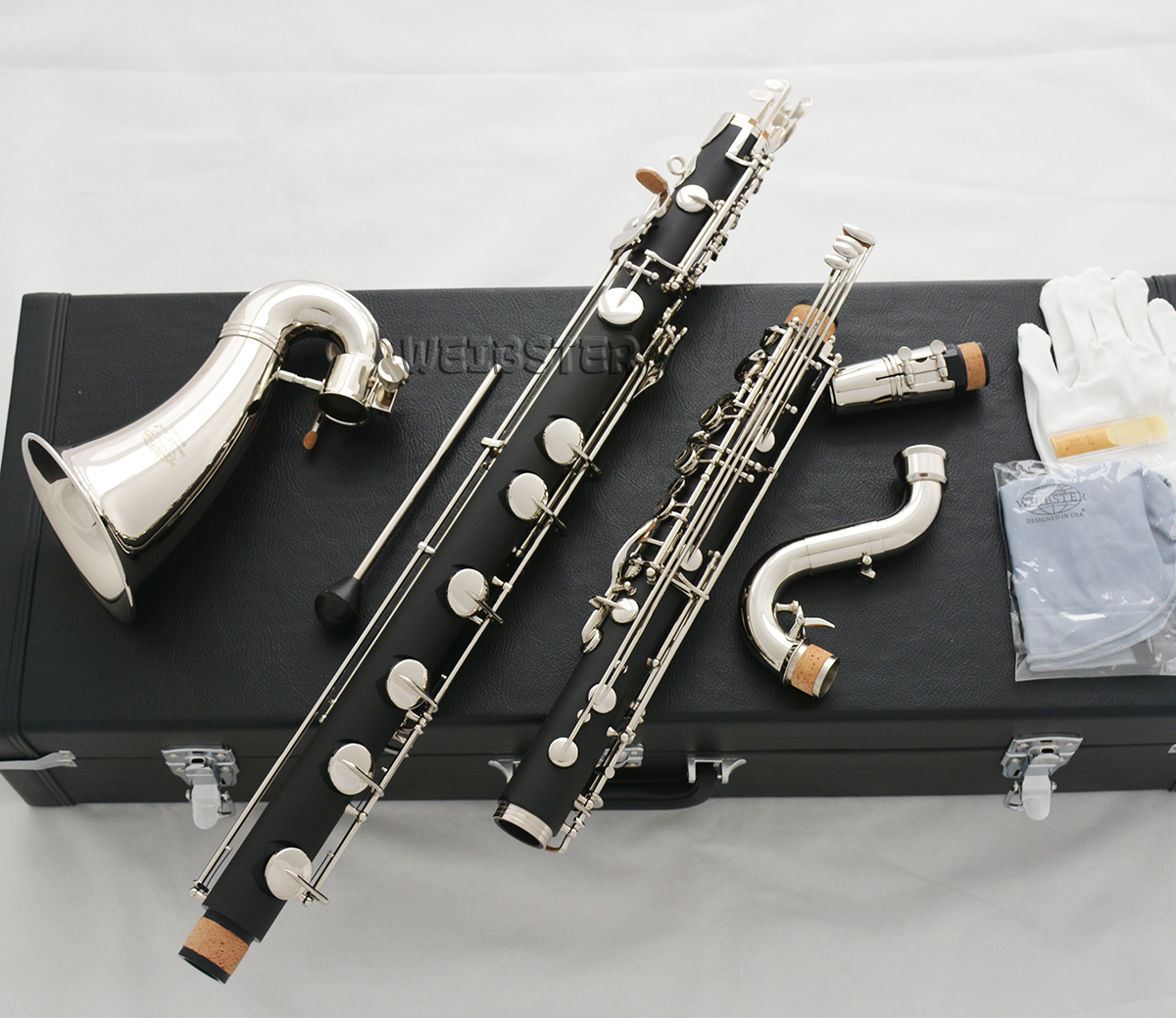Professional Low C Bass Clarinet Bakelite Body Silver 19 key With Case FREE SHIPPING