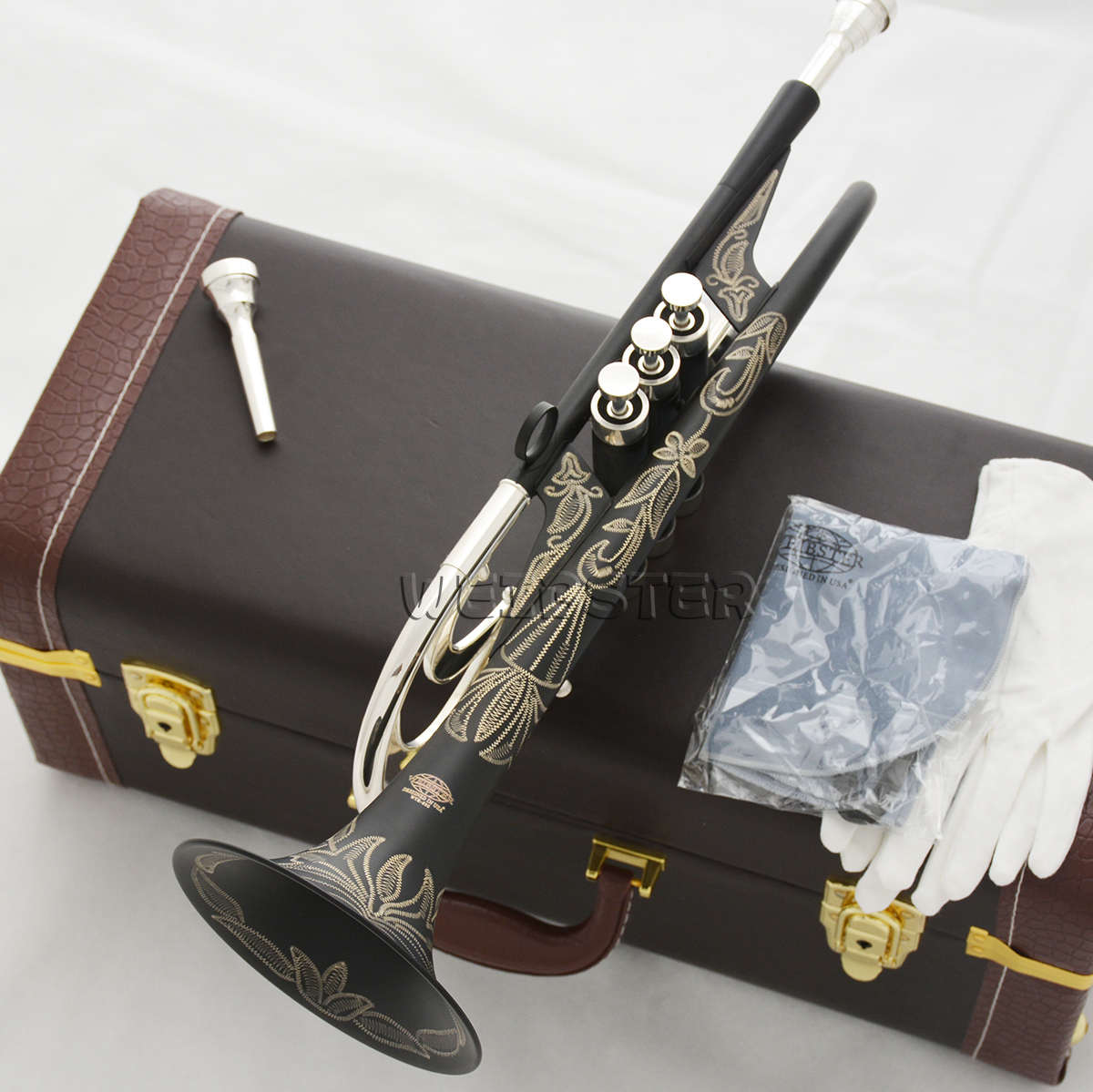 Professional Matte Black Trumpet Bb Flumpet Horn Bore Size 0.465'' Large Bell FREE SHIPPING