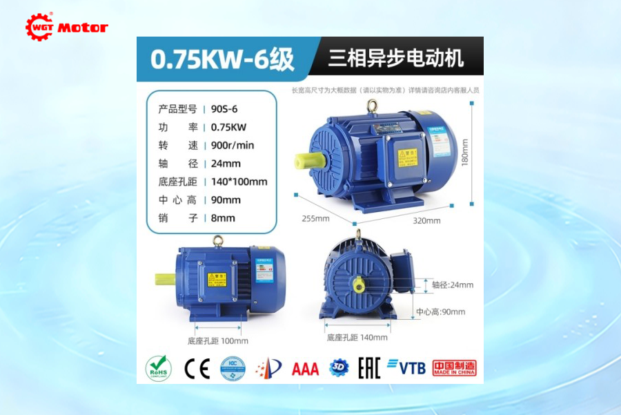 0.75KW - 6-pole, 900 RPM