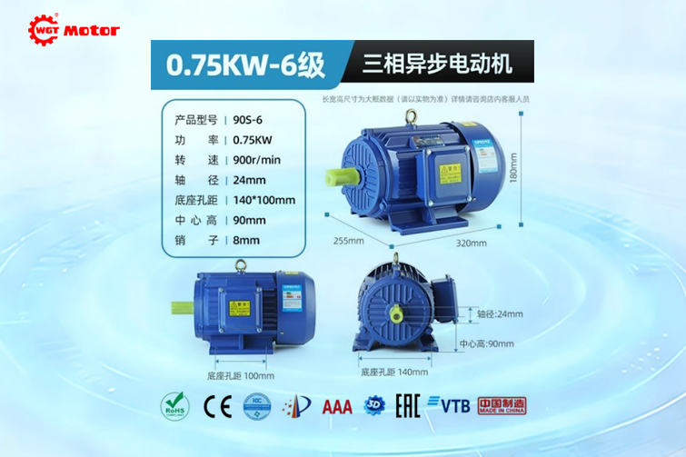 0.75KW - 6-pole, 900 RPM