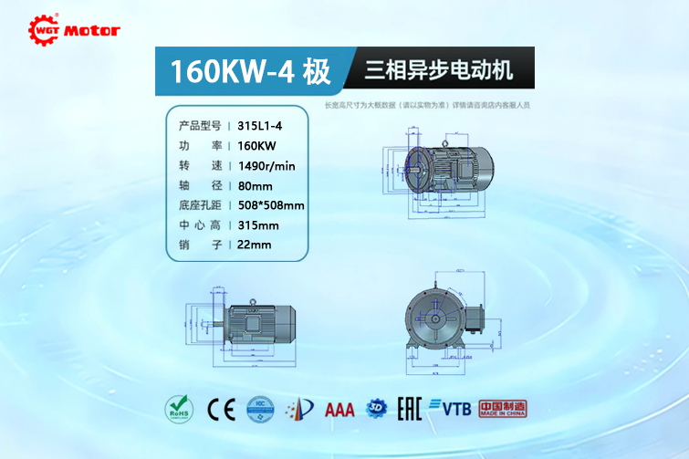 160KW 4-pole 1490rpm Drawings