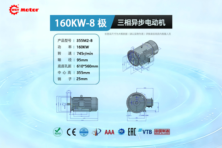 160KW 8-pole 745rpm Drawings