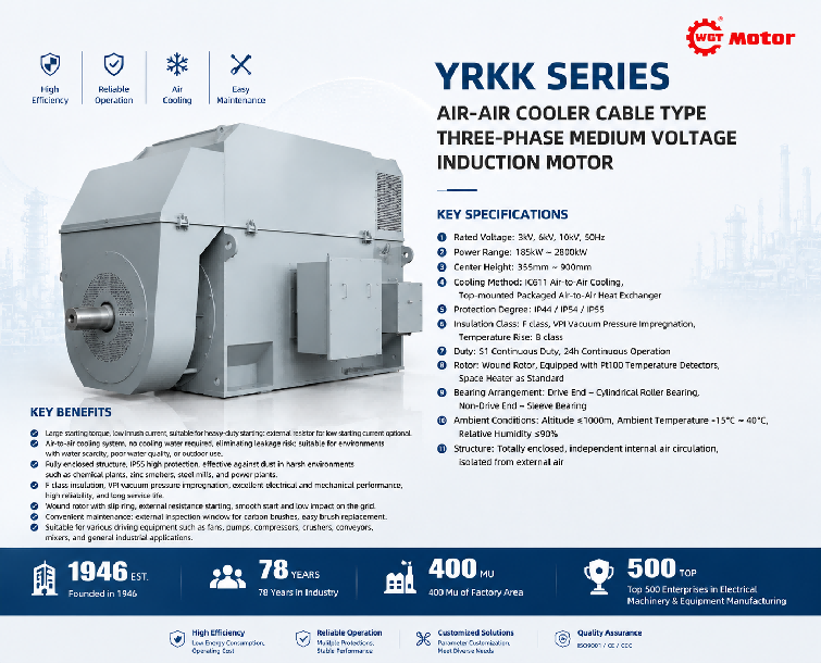 YRKK Series Wound-Rotor Three-Phase Asynchronous Medium- and High-Voltage Motor with Air-to-Air Cooler